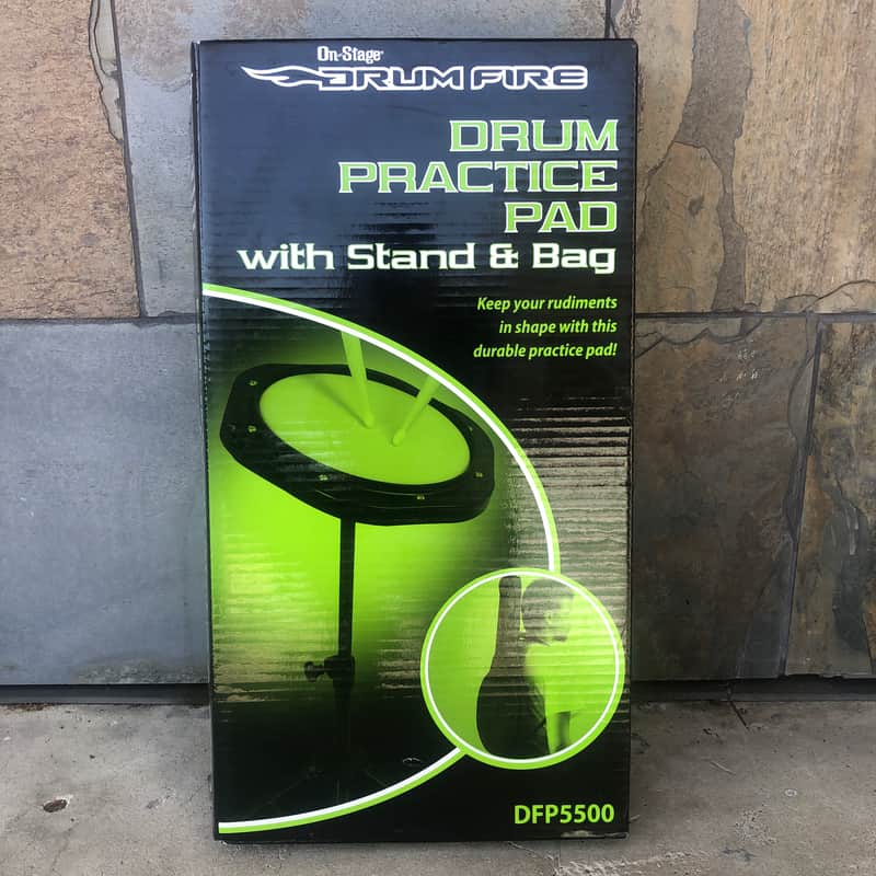 2010s On-Stage DFP5500 Drum Practice Pad with Stand and Bag Black