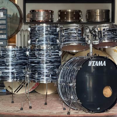 1980's Tama Superstar Black Oyster 8x12 9x13 10x14 16x16 16x18 14x24 Drum Kit Re-Wrap image 3