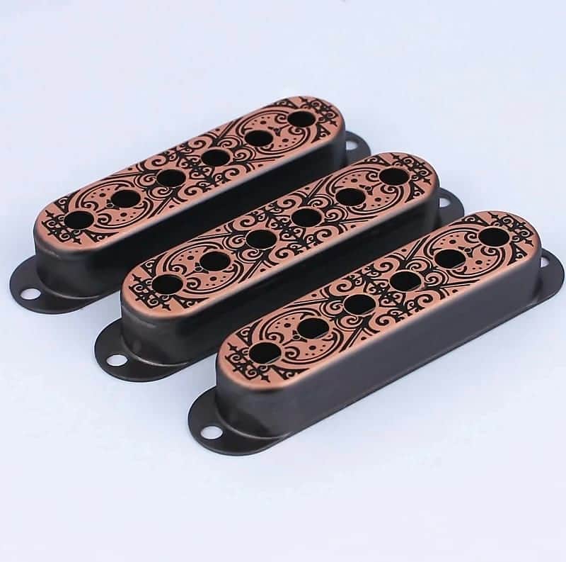 3pcs Red Bronze Guitar Strat Style Single Coil Pickup Covers Set image 1