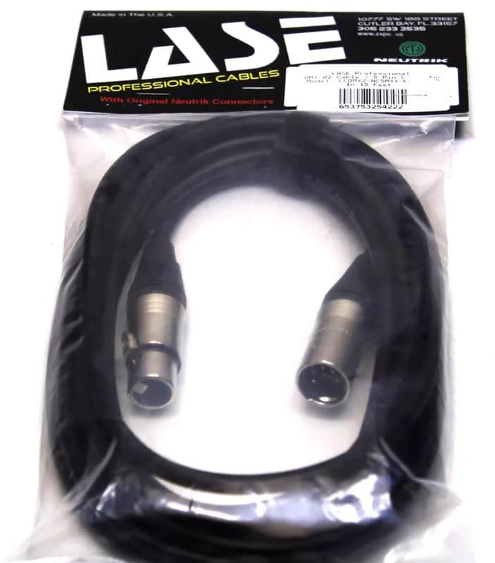 LASE 15 Ft DMX 5 Pin XLR Lighting Cable W/ NEUTRIK LCDMX2-NC5MXX-FXX-N 15 image 1