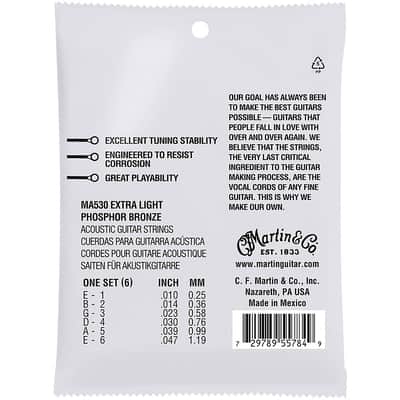 Martin MA530 Authentic Acoustic SP Phosphor Bronze Guitar Strings 10-57 Extra Light image 2