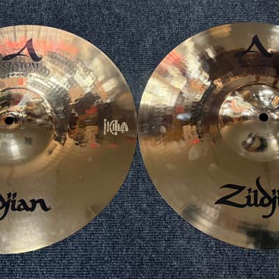Zildjian 14 inch A Custom Hi-hat Cymbals - Brilliant image 1