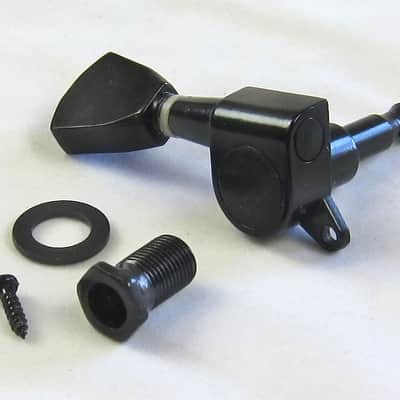 BLACK 3 x 3 Venetian TULIP Keystone Tuners Die Cast Sealed Back Guitar Part image 2