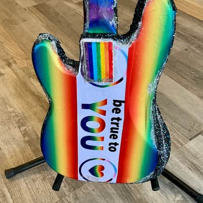 4-String Bass Guitar - Rainbow Sparkle Pride image 8