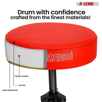 5 Core Drum Throne 3" Padded Seat Adjustable Drumming Chair for Practice and Performance image 14