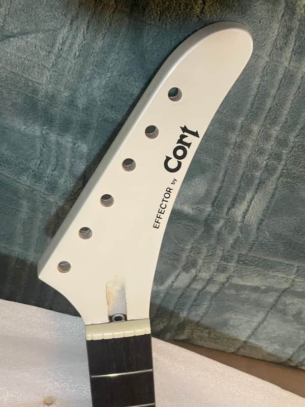 NOS. "NewVintage Cort banana Rare Flawless neck Effector bone stock NEW N.O.S. guitar neck 1970's - white flawless w factory screened logo Unplayed new frets image 1