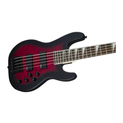 Jackson JS Series 5-String Concert Bass JS3VQ, Transparent Red Burst, Amaranth Fingerboard image 5