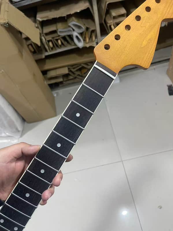 1 Large headstock 24 inch 22 frets Roasted Maple guitar neck 24inch hole 10mm Satin for JAGUAR body Rosewood fingerboard image 1