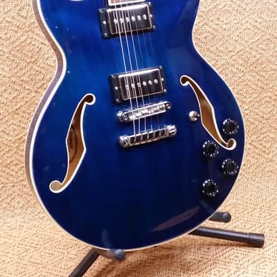 SALE - Ibanez Artcore AM73 Semi Hollowbody Guitar - P90 - 2001 - Blue with Hard Case image 7