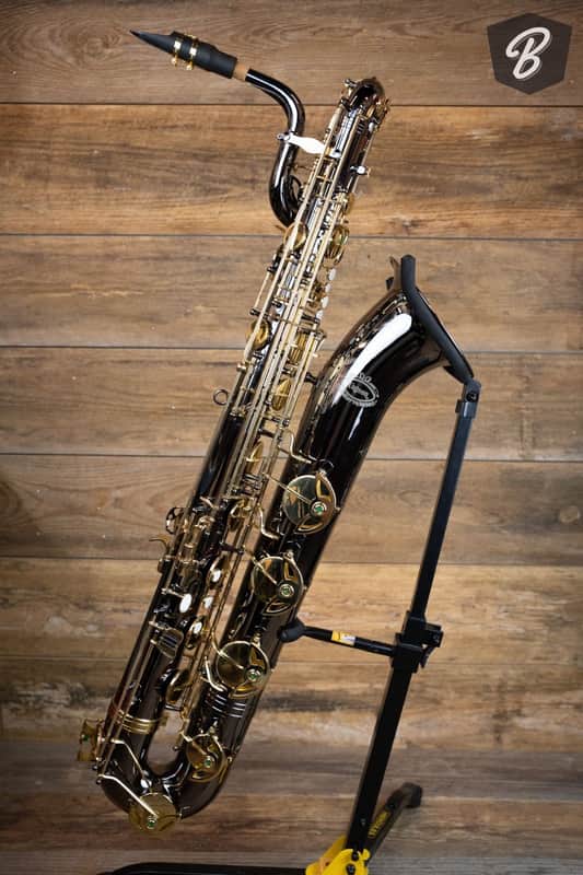 Unison 500L Low A Bari Saxophone Black Nickel, Gold Keys w
