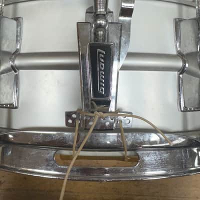 Ludwig No. 404 Acrolite 5x14" 8-Lug Aluminum Snare Drum with Pointed Blue/Olive Badge with case, stand image 3