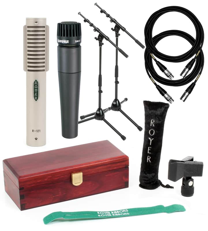Royer R121 and SM57 Microphone Bundle with Stands and Cables image 1