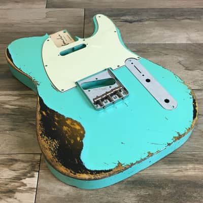 Made to Order - FRANCHIN Mars guitar body Relic Aged 100% Nitro Lacquer COLOR OVER COLOR (Butterscotch/ Sunburst/ Black/ White/ Blue/ Green/ Yellow/ Red/ Pink/ Burgundy/ Purple/ Gold/ Silver, etc.) Basswood Poplar Telecaster-Tele-T-Style Made in Italy image 14
