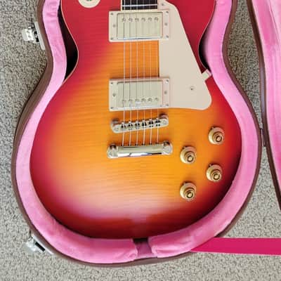 Epiphone 1959 Les Paul Standard Electric Guitar, Aged Dark Cherry Burst, Epiphone Hard Shell Case image 2