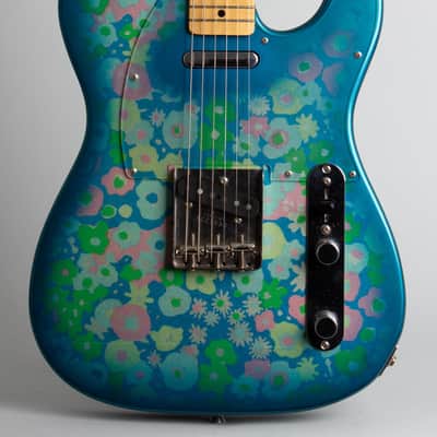 Fender Blue Floral Telecaster Solid Body Electric Guitar (2001), ser. #P077150, black tolex hard shell case. image 3