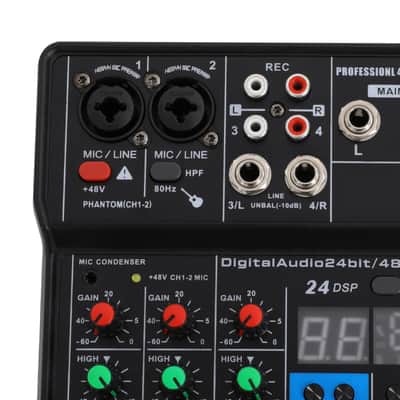4-Channel Bluetooth Audio Mixing Console – 24-Bit Studio Mixer w/ DSP FX, USB, 48V Phantom Power image 6