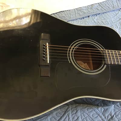 Washburn acoustic guitar 1995 Black Dreadnought D10B image 2