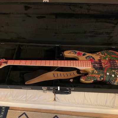 Left handed Carvin Custom Bass Natural w/ custom Dragon Artwork image 1