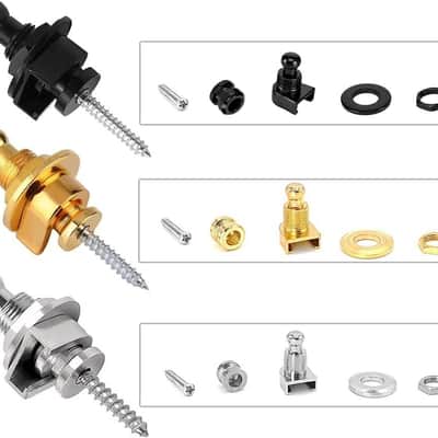 Strap Lock Locking Fastener Strap Metal Button Guitar/Bass Set image 7
