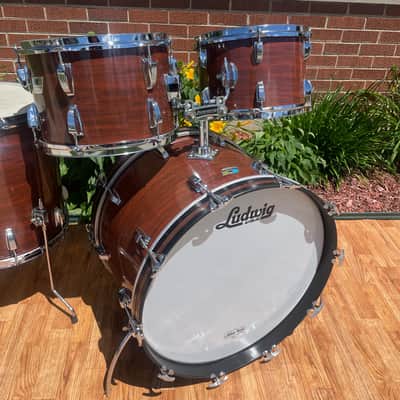 1970s Ludwig Big Beat 3-Ply Drum Set Mahogany Cortex 22/12/13/16 image 12