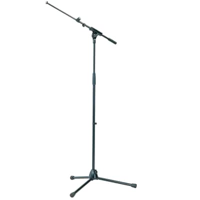 K&M König & Meyer 21075.500.55 Tripod Microphone Stand - Adjustable Telescoping 1-Piece Boom Arm - Professional Grade - Heavy Duty with Folding Leg Base - German Made - Black image 1