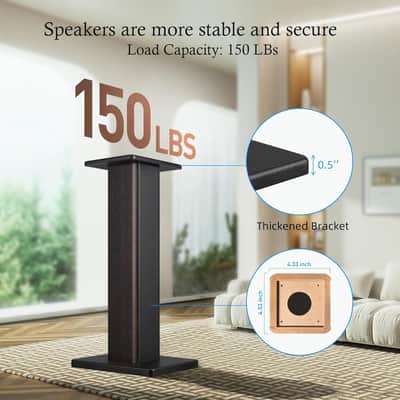 Universal Studio Monitor Speaker Stands – 22.64" Black MDF Floor Stands for Bookshelf & Satellite Speakers image 5