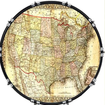Custom Graphical 22" Kick Bass Drum Head Skin -Map USA 2 image 1