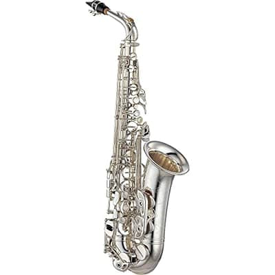 Yamaha Custom EX Alto Saxophone; key of Eb; silver-plated; ribbed and flanged post construction; custom key mechanism; rocker style octave mechanism; ASC-800E case with backpack straps; 4CM hard rubber mouthpiece image 2