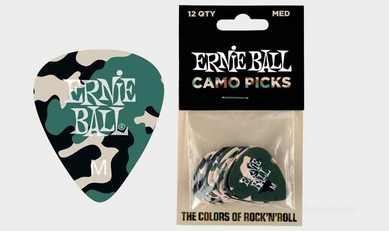 Camouflage Cellulose Picks Medium 12-Pack celluloid med-gauge .72mm world-standard pick specs - camo imagen 1