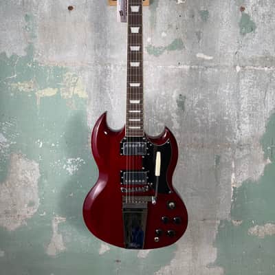 Vintage VS6V-CR Reissue Series Double Cut with Vibrola Tailpiece - Cherry Red image 1