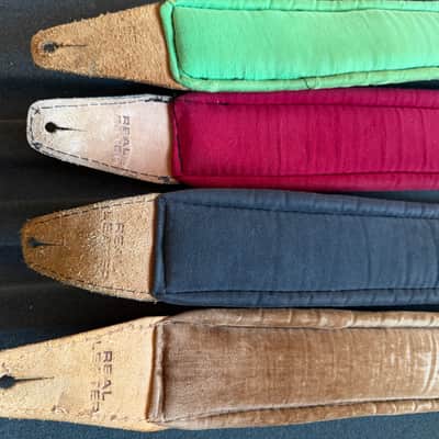 Gibson Vintage padded leather straps [4pcs] 1970s - Black, Green, Red, Brown image 3