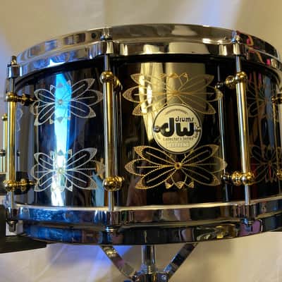 DW - 14x6.5" Memphis Drum Shop 30th Anniversary Limited Edition, Brass Snare Drum, Engraved with Gold Hardware & Tube Lugs 2010's - Black Nickel Over Brass image 3