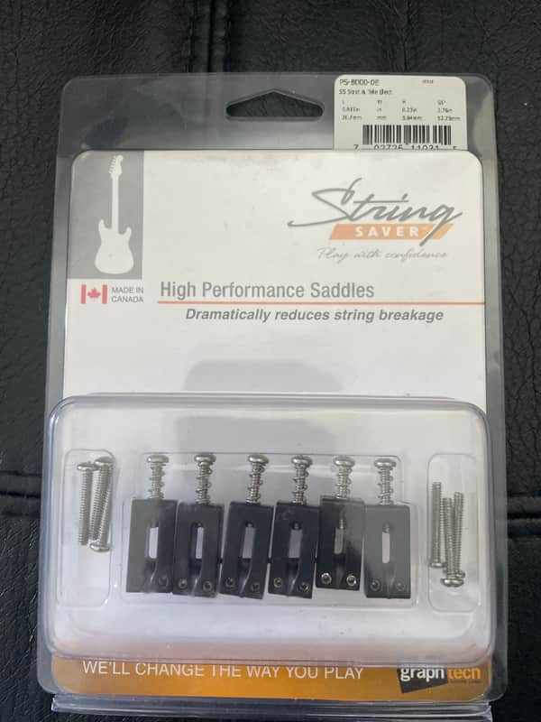 Graph Tech PS-8000-0E String Saver Originals Strat & Tele Style Saddles 2 1/16" Electrically Conductive - Black image 1