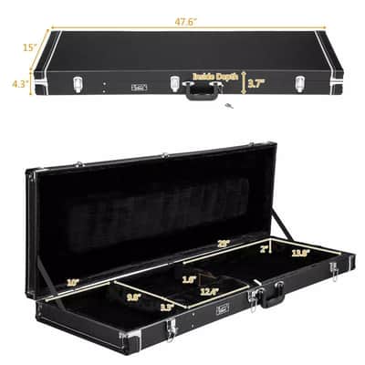 Electric Bass Guitar Hardshell Case | Waterproof Square Wood Carrying Case with Plush Interior & Storage | Durable and Lockable image 5