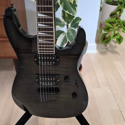 Jackson DINKY DK2 MIJ PRO SERIES Japan Translucent Black AAA Flame Top String-Through MJ Japanese Super Strat HH 2 USA Seymour Duncan Humbucker Fender Era image 11