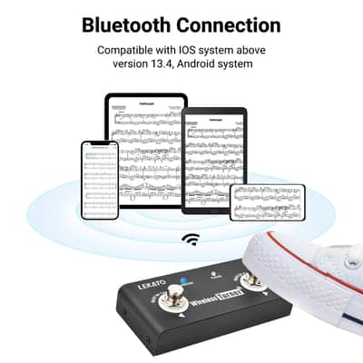LEKATO Wireless Page Turner Pedal Bluetooth Foot Pedal for Tablets Phone (Android & IOS system above version 13.4 support) - External Pedal for LEKATO Loop Pedal Tuner Switching Control image 2