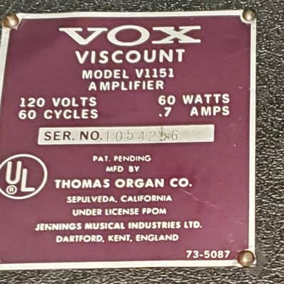 1967 Vox Viscount Model V1151 image 7