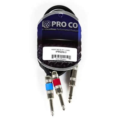 ProCo Excellines IPBQ2Q-3 1/4" TRS Male to Dual 1/4" TS Male Insert Cable, 3ft image 10
