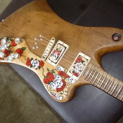 custom unique stock, Firebird R slab guitar,"Skulls&Roses",,handpainted+carved,collector item trades image 15