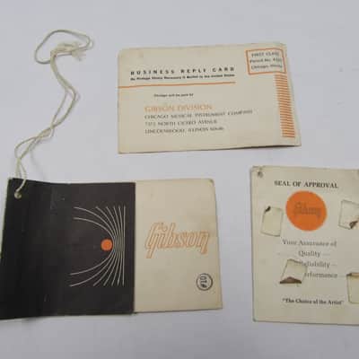 Gibson  A-40N Mandolin 3 piece Hang Tag set. 1960-1969 image 1
