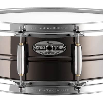 Pearl 14"x5" SensiTone Heritage Alloy Black Nickel-over-Brass Snare Drum with Beaded Shell, 2.3mm Triple-Flanged Hoops, and 10 arched CL Lugs image 1