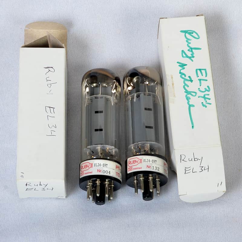 Matched Pair of Ruby EL34 Power Tubes – Russian Made – Tests Strong imagen 1