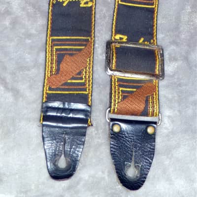 Vintage 1970s Fender Monogramed  Fender Logo Guitar Strap Leather Ends Double Rivets Metal Buckle and Ring The Real Deal Very Cool image 7
