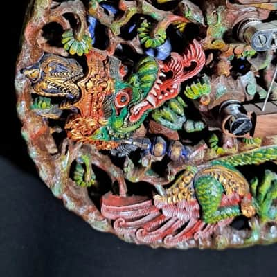 Electric Guitar Handmade by Blueberry, Dragon Motif,  Electric,6 String wood, Floral Guitar,Custom Handcrafted Wooden Guitar, Pretty Guitar, Unusual Guitar image 5