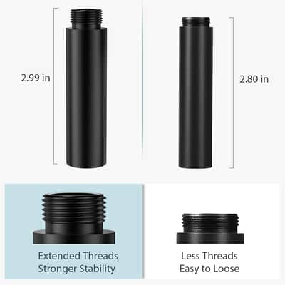 Mic Stand Extension Tube, 2 Pieces 5/8" Thread Microphone Extension Pipe Mic Extender With 2 Pcs 3/8" To 5/8" Metal Adapter For Desk Mic Boom Arm Stand For Sm7B Mv7 Quadcast image 3