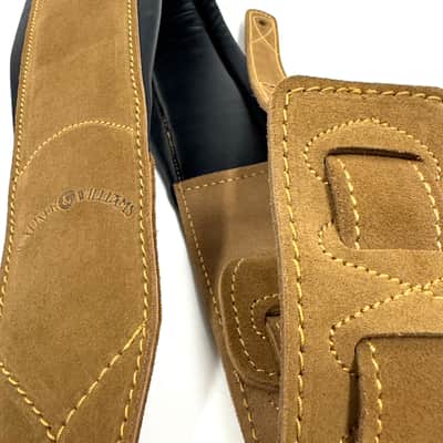 Walker and Williams C-22-SB New Brown Roughout Handmade Soft Signature Suede Leather 3" Wide Guitar Strap For Acoustic, Electric, And Bass Guitars image 6