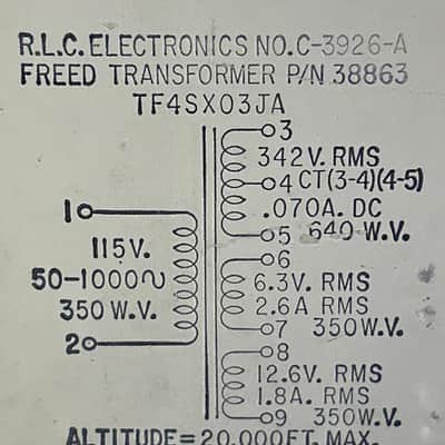 Freed TF4SXO3JA 1940-1966 - tube hi-fi/guitar amp mil-spec transformer image 9