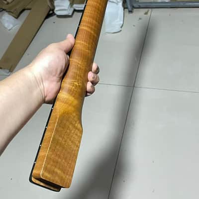 black binding stainless steel 22 fretsReverse headstock 22 frets Roasted flame Maple guitar neck 25.5 inch black block 25.5inch hole 10mm Radius:9.5inches.satin tele image 6