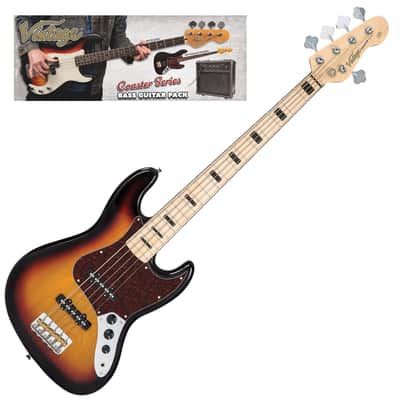 Vintage V495 Coaster Series 5-String Bass Guitar Pack ~ 3 Tone Sunburst image 1