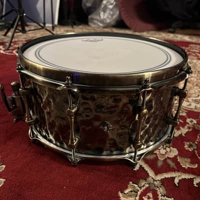 Mapex Sledgehammer 14x6.5" Brass Snare Drum with Brass Hardware 2010s - Hammered Antique Brass image 3